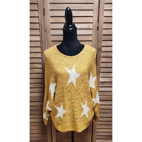 Wishlist Women's Star Sweater Oversized Dolman Sleeve Size S/M Rust Orange Top - Picture 1 of 7